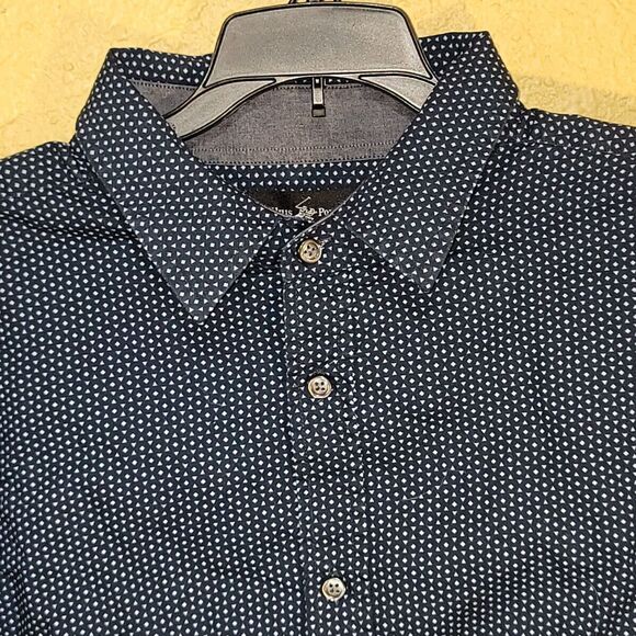 Beverly Hills Polo Club Button Up Shirt Mens XL Blue Pattern Long Sleeve - Picture 2 of 15